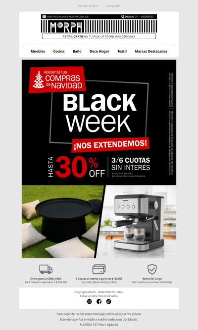 🔥 Nos extendemos: seguí sumando productos Morph a tu hogar - Descuentos Hasta 30% off en productos seleccionados