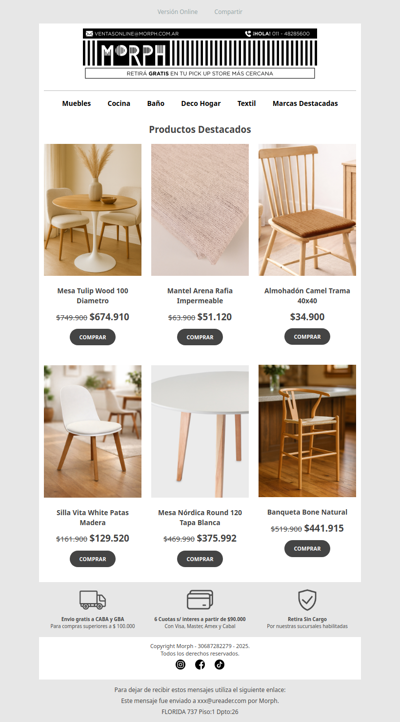 Renová tu comedor con mesa y sillas nuevas 🪑 Descuentos por tiempo limitado!