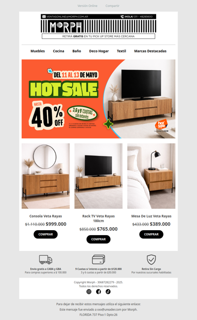 Hot Sale arrasa en Morph: hasta 40% OFF 💥 Descuentos por tiempo limitado en muebles!