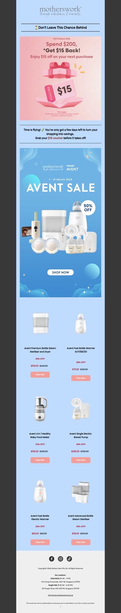 🎫 $15 Off Vouchers – Hurry, don’t miss out!