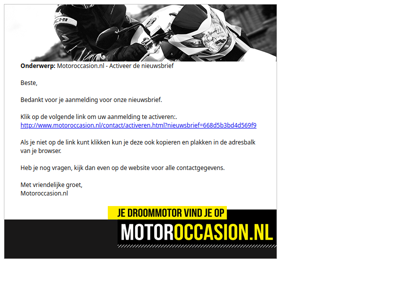 Motoroccasion.nl - Activeer de nieuwsbrief