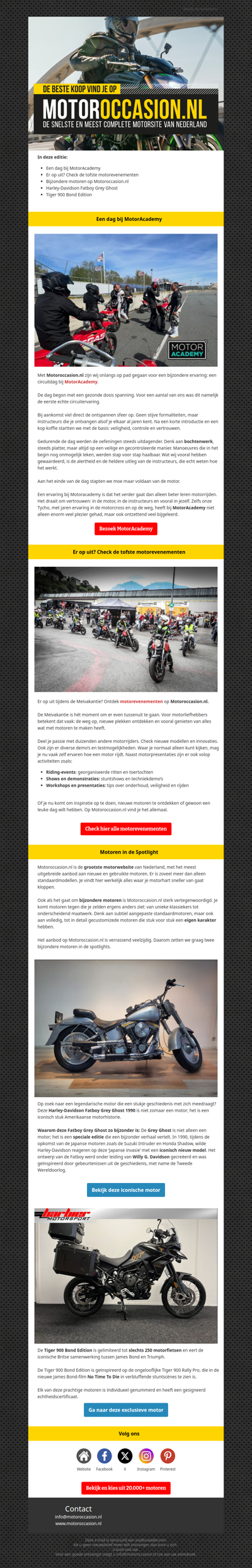 Terugblik bij Motoracademy, events, Fatboy Grey Ghost & een Bond-special