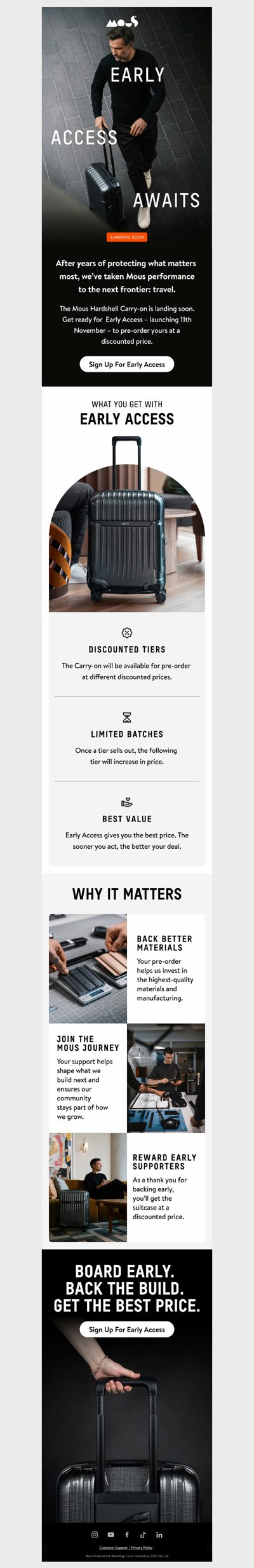 Your ticket to the best price on the first Mous suitcase