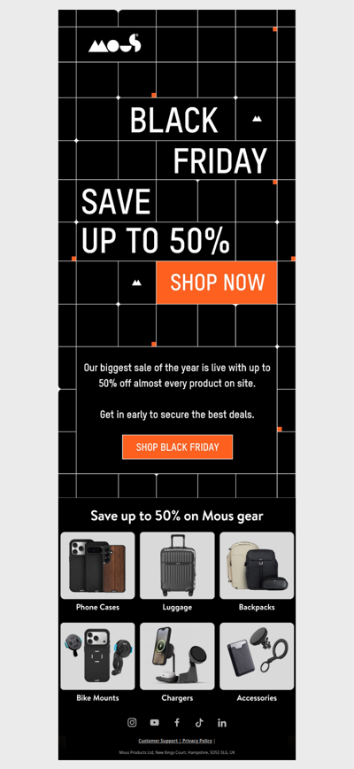 It’s on: up to 50% off Mous