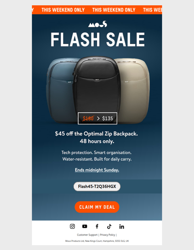 48hrs only: $45 off Zip Backpack