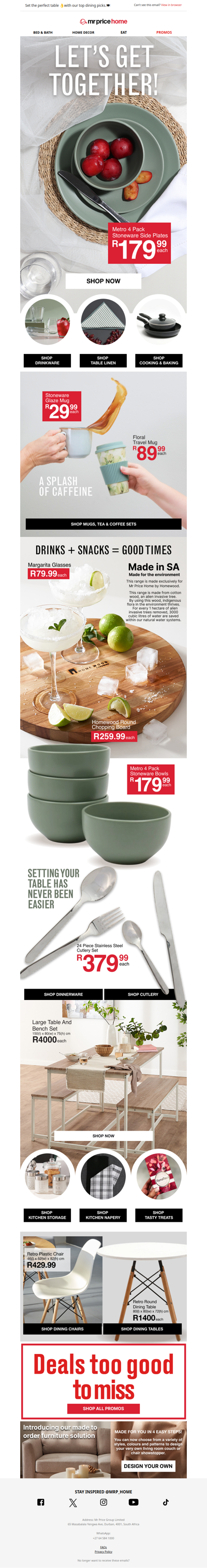 🍴Get all your dining must-haves from R89.99!😍