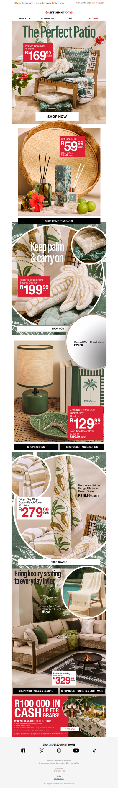 🛟Balcony brunches & poolside parties?🛟 Yes please! Shop patio must-haves from R169.99!💸