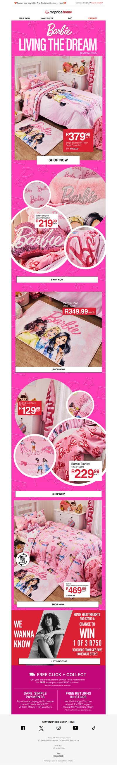 🎀Barbie magic for every corner of your room from just R129.99!🎀