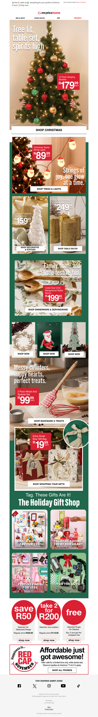 🎄‘Tis the Season to Save on Gifts & Décor 🎅 Shop all things Christmas from R89.99🎁