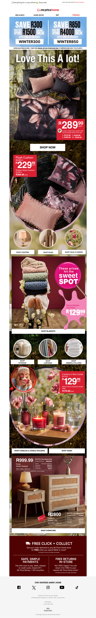 💝Love a little more... spend a little less shop the latest bedding from R129.99💸