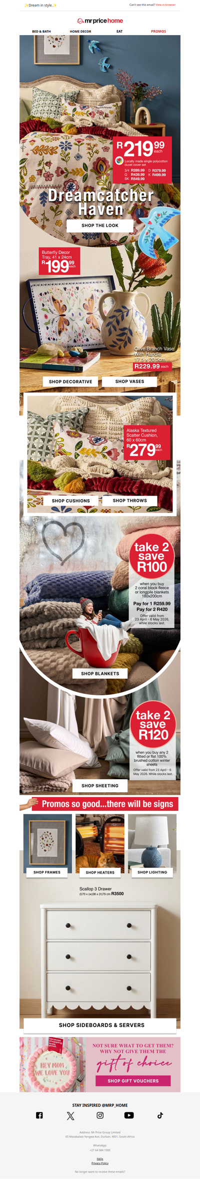 ☁️Where winter comfort meets beautiful bedroom deals!🏡 Shop now from R199.99