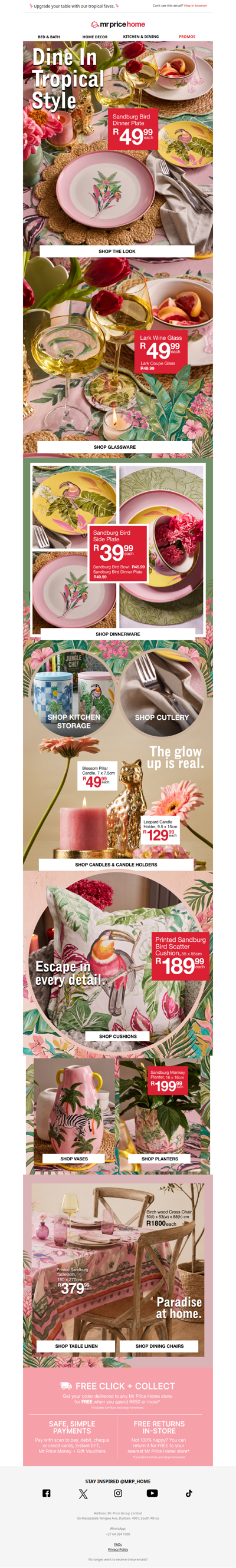🌴 Turn every meal into a tropical getaway! Shop dining must-haves from R39.99
