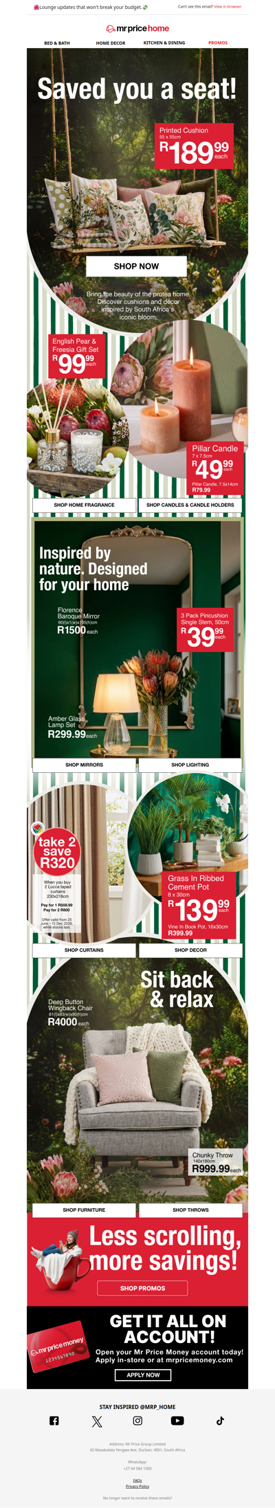 Saved you a seat🛋️Create a lounge you'll love coming home to from R39.99💸