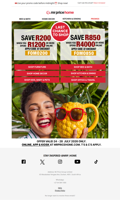 🚨Last chance to shop!🚨 Use code inside to save up to R850💸