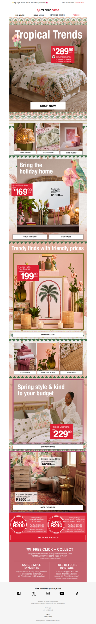 🌴The tropical bedroom refresh you've been dreaming of from R199.99!💸