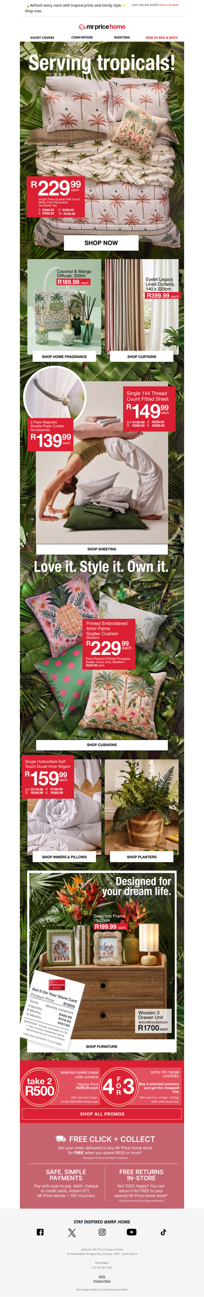 🌴Escape to Paradise🌿Shop tropical bedroom must-haves from R139.99