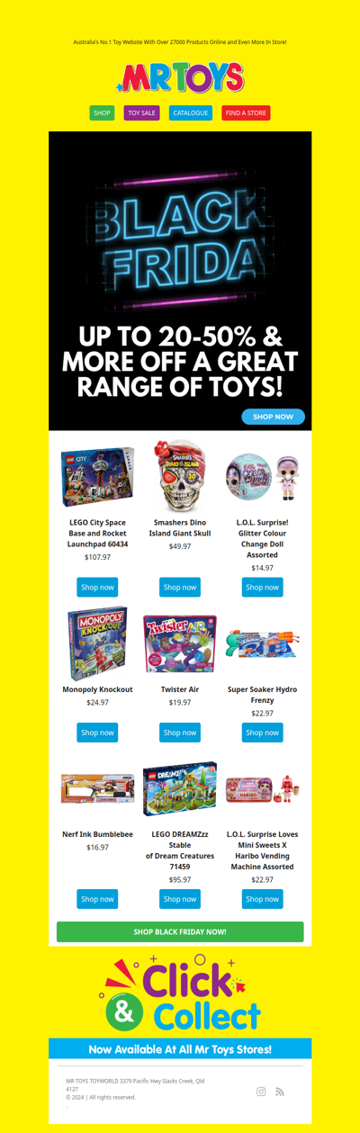 Black Friday Is Here! Grab A Bargain with Selected Toys from 20-50% Off!