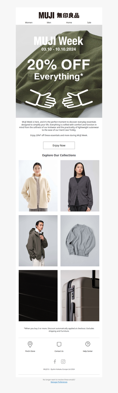 MUJI Week: 20% Off Essentials for Comfort and Travel