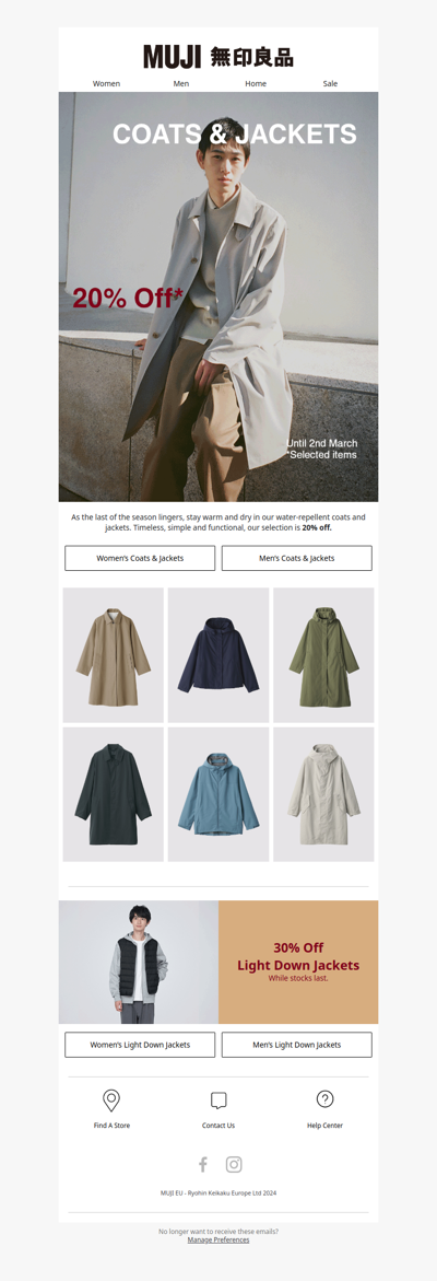 MUJI Coats & Jackets - Our best offers to keep you warm.