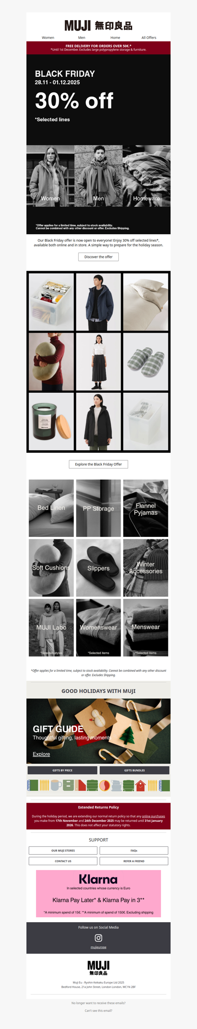 Black Friday at MUJI, now with Free Delivery!