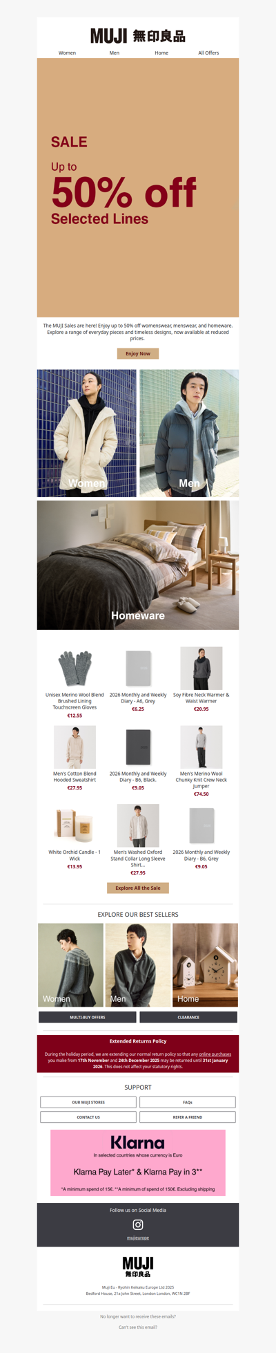 MUJI Sale starts now – Up to 50% Off