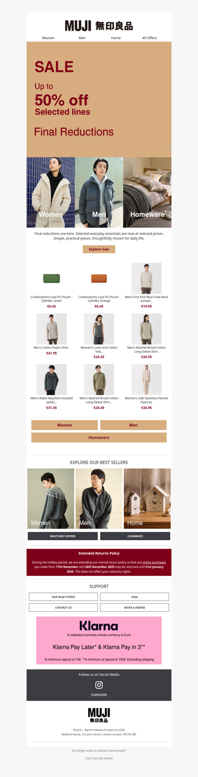 MUJI Sale – Final Reductions