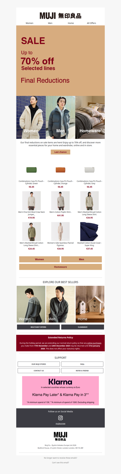 Sale: up to 70% off – Final Reductions