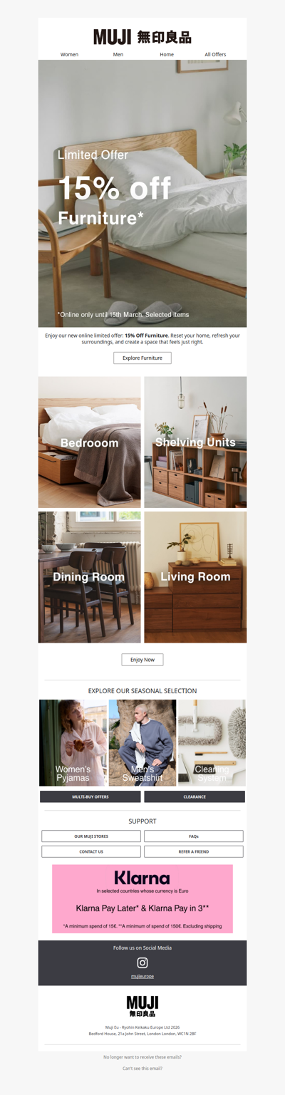 15% Off Furniture - Online only
