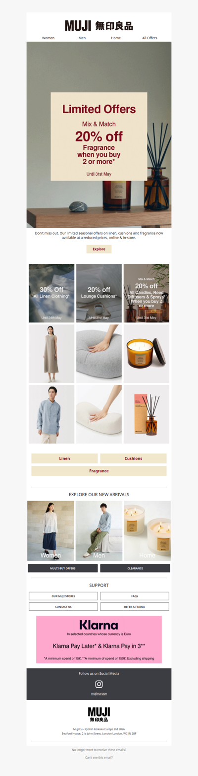 MUJI Limited May Promo Offer Online and In-store