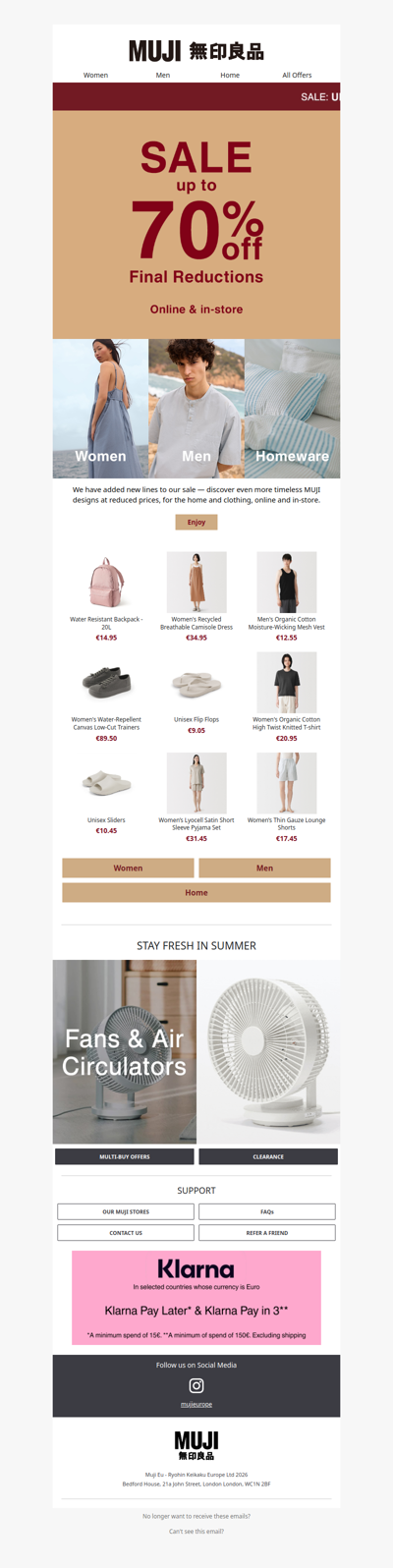Sale: up to 70% off – Final Reductions + Extra 10%