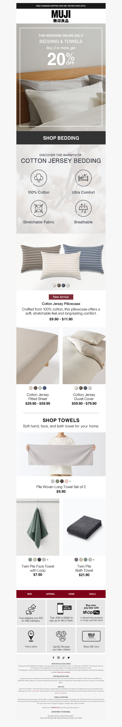 This Weekend: 20% OFF Bedding & Towels Online Only.