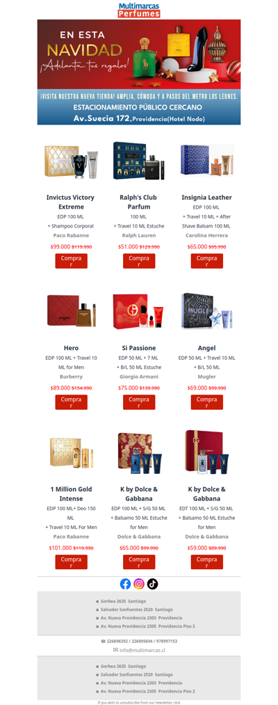 🎄 Adelanta tus regalos con descuentos especiales en Multimarcas Perfumes ✨