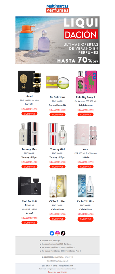 🏖️🧴 Fragancias de Verano en Liquidación | Hasta 70% OFF