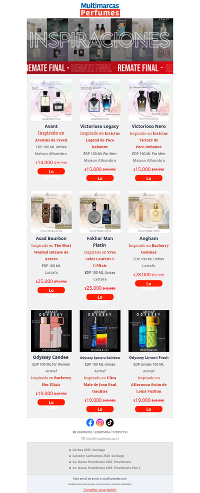 Tus perfumes inspiración favoritos en liquidación totalHasta 80% menos 💣