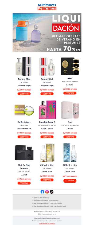 Perfumes imperdibles en liquidación