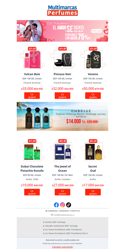 El aroma del amor, ahora a un precio que enamora. ¡Hasta 70% OFF!