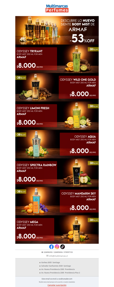 ¡Nuevos Body Mist Armaf con Descuento Especial!”