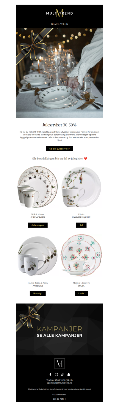 Alle juleserviser 30-50% rabatt! 🎄