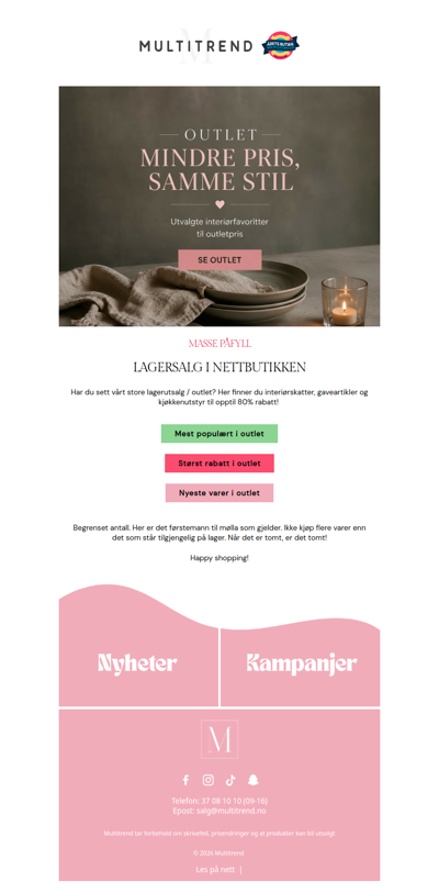 Gode nyheter! Outlet er oppdatert 😍