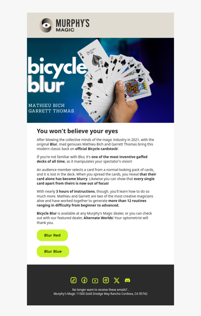 Open Your Eyes: Blur is Back on Bicycle Cards