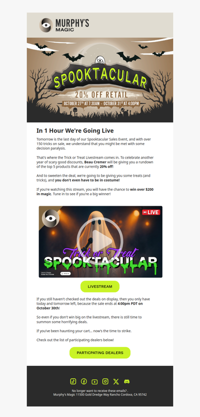 One Hour Warning: Win $200 of Magic