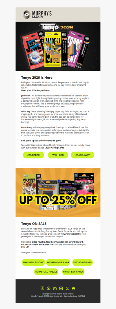 New 2026 Tenyo Releases + Deals on Classics