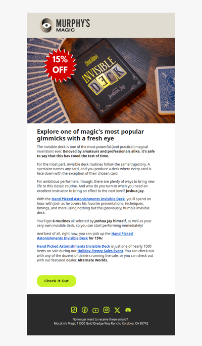 Joshua Jay's Invisible Deck is On Sale Until Monday