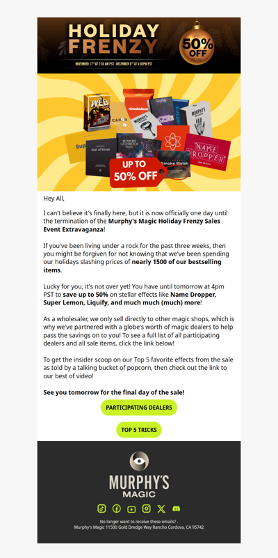 Only One More Day to Save Big on Magic