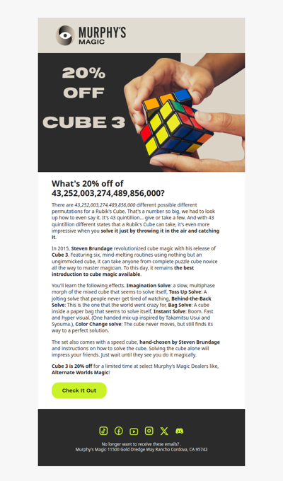 20% Off: Cube 3 by Steven Brundage