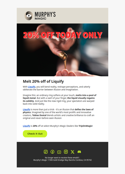 20% Off of a Trick of the Year