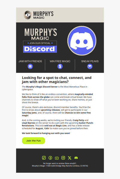 Come hang out with us on the Murphy's Discord