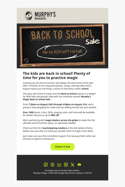 Murphy's Magic Back To School Sale Starts Monday