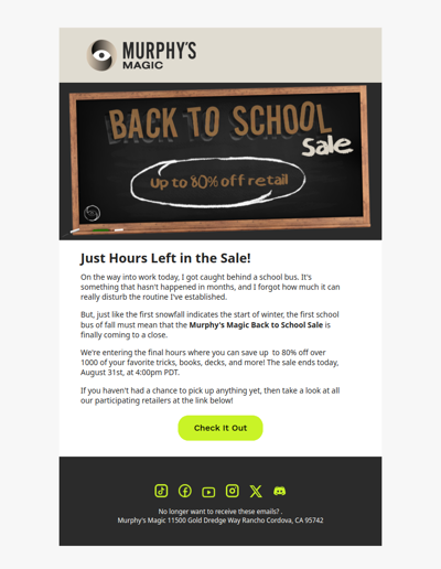 Murphy's Magic Back To School Sale Ends NOW
