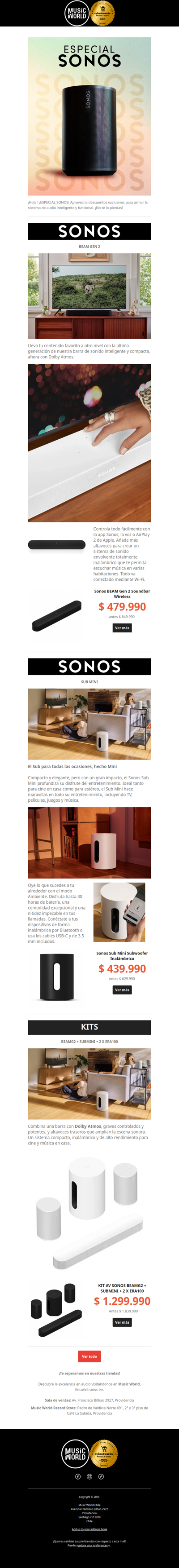 Sonido inalámbrico, diseño y precisión: Especial SONOS en MusicWorld ✨
